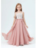 Spaghetti Straps Dusty Rose Long Junior Bridesmaid Dress